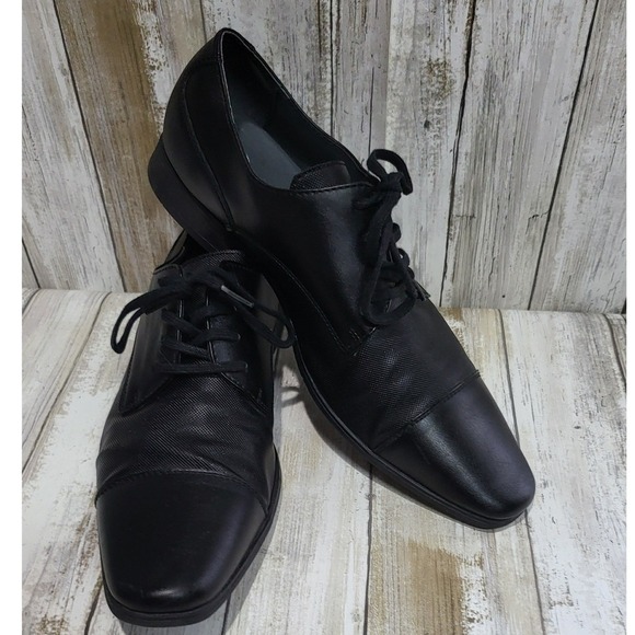 Calvin Klein Bachman Black Mens Dress Shoes Oxford Lace Up Formal Business 10 - Picture 6 of 8